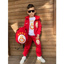 Uslu Kids Taraftar Çantalı Eşofman Takımı Kırmızı