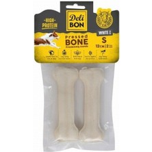 Delibon Beyaz Deri Pres Kemik Köpek Ödülü 2'li 12 cm Small