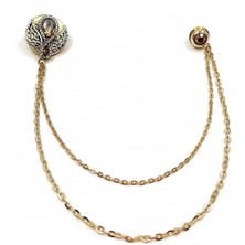 Kravatkolik Altın Renk Melek Kanatlı Taşlı Zincirli Ceket Yaka Iğnesi YI409