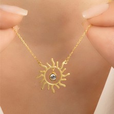 Usho Jewelry 925 Ayar Gümüş Taşlı Güneş Kolye