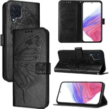 SZY Mall Samsung Galaxy M22 Flip Kapak Manyetik Premium Deri Kabartma (Yurt Dışından)