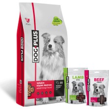 Dog Plus Düşük Tahıllı Hipoalerjenik Kuzu Etli Pirinçli Yetişkin Köpek  Maması 15 Kg + Kuzu Etli + Dana Etli Ödül