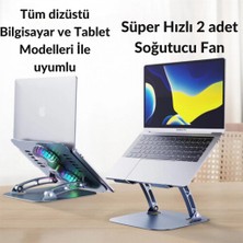 Coofbe Alüminyum Yükseklik Ayarlı 360° Dönebilen 2in1 Tablet Laptop Standı Masaüstü Laptop Soğutucu