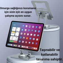 Coofbe Alüminyum Yükseklik Ayarlı 360° Dönebilen Tablet Laptop Standı Masaüstü Laptop Standı Kaymaz Ped