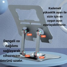 Coofbe Alüminyum Yükseklik Ayarlı 360° Dönebilen Tablet Laptop Standı Masaüstü Laptop Standı Kaymaz Ped