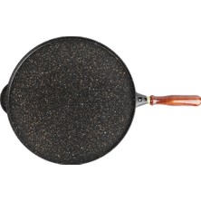 Culinal Çift Taraflı Döküm Granit 36CM Bazlama Pizza Grill Tavası