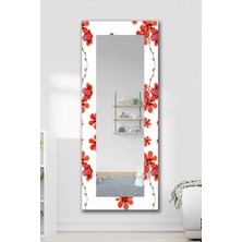Hediyeler Kapında Kırmızı Çiçek Dekoratif Boy Aynası 150X60CM