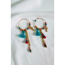 Petek Aksesuar Etnik Bohempüskül Boncuk Küpe