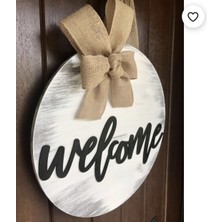Hobi 55 Welcome Kapı Süsü Hoşgeldin Çelenk Beyaz 30X30