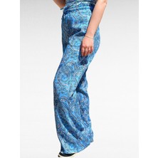 %100 Keten Desenli Pantolon