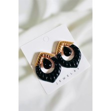 Petek Aksesuar Vintage Siyah Reçine Küpe