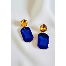 Petek Aksesuar Sarı Laciver Taşlı Damla Küpe