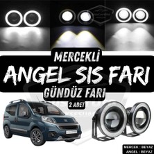 ŞüsCarOto Aksesuar Fiat Fiorino 2008-2023 Uyumlu Üniversal Mercekli Angel Sis Farı Metal Su Geçirmez 76 mm Beyaz Halkalı Gündüz Farı Angel Eyes 2 Adet