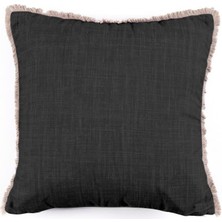 Vanelli Home Üç Tarafı Naturel Saçaklı Antrasit 45X45 cm Kare Kırlent Kılıfı