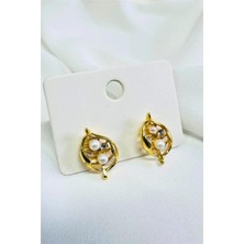 Petek Aksesuar Incili Taşlı Minimal Küpe