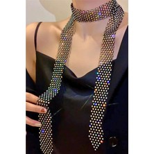 Petek Aksesuar Rhinestone Kravat Gerdanlık Kolye