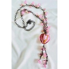 Petek Aksesuar Akrilik Kalp Uzun Kolye