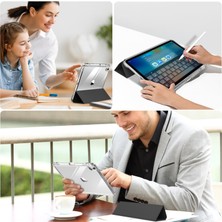 AktarMobile iPad Air 13 M2 2024 Uyumlu Sürgülü Kapaklı Kılıf Kalem Bölmeli Standlı Mıknatıslı Ayrılabilen Kapak