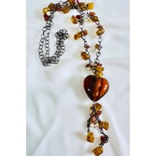 Petek Aksesuar Akrilik Kalp Uzun Kolye