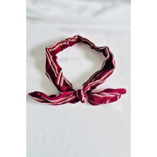 Petek Aksesuar Kumaş Çizgili Fiyonk Saç Bandı