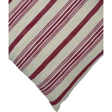 Vanelli Home Kırmızı Çizgili Naturel 50X50 cm Kare Kırlent Kılıfı