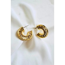 Petek Aksesuar Baget Taşlı Halka Küpe