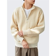 Tarz Cool Erkek Oversize Fermuarlı Balıkçı Triko Kazak