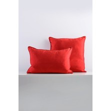 Vanelli Home Kırmızı Ipek Kordonlu 50X50 cm Kare Kırlent Kılıfı