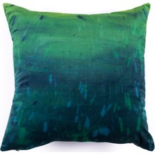 Vanelli Home Yeşil Sulu Boya Efektli Kadife 50X50 Kare Kırlent Kılıfı