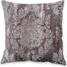 Vanelli Home Stone Vizon Polyester Kadife Üstü Dijital Damask Desen Baskılı Arkası Düz 50x50 cm Kare Kırlent Kılıfı