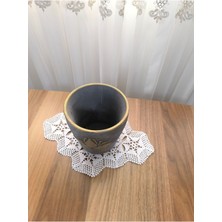 Doğa Garden 2 Adet Gold Eskitme Beton Orkide Saksısı Antrasit Renkli