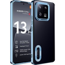 Prolysus Xiaomi Mi 13 Pro Kılıf Kamera Korumalı Logo Açık Renkli Kenarlı Arkası Şeffaf Silikon Kapak