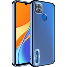 Prolysus Xiaomi Redmi 9c Kılıf Kamera Korumalı Logo Açık Renkli Kenarlı Arkası Şeffaf Silikon Kapak