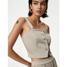 Marks & Spencer Tailored Fit Crop Saten Yelek