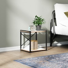 Güzelkan Madeni Eşya Çok Amaçlı Komodin Metal Ayaklı Raflı Sehpa Beyaz 1383