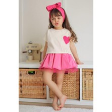 Modaviki Kalp Desenli Ikili Takım Pembe MDVK112