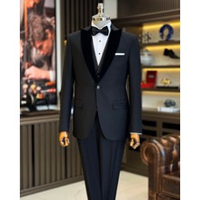 İtalyan kesim slim fit ceket yelek pantolon damatlık set Siyah T12309