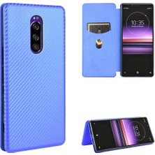 Mays Shop Kart Tutucu Kickstand ile Sony Xperia 1 Manyetik Karbon Fiber Için Kılıf (Yurt Dışından)