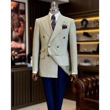 Terzi Adem Altun İtalyan stil slim fit kruvaze erkek ceket yeşil T12236