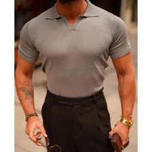 Tarz Cool Erkek Patlı Kısa Kollu Polo Yaka Triko T-Shirt