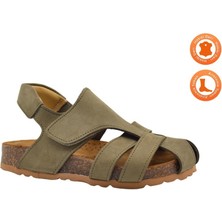 Kids A More Arezzo Unisex Deri Çocuk Sandalet Haki