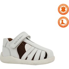 Kids A More Winco Tek Cırtlı Deri Yumuşak Ilk Adım Sandaleti Beyaz