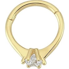 Mistik Silver 14 Ayar Altın Tek Taş Helix Piercing