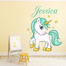 Jeronkarji Yıldız Unicorn Dekoratif Duvar Sticker Çıkartması Kişiye Özel Çocuk Odası Çıkartması Çocuk Odası