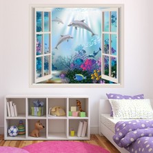 Jeronkarji Yunus Mercan Kayalığı 3D Pencere Dekoratif Duvar Sticker Çıkartma Bebek Çocuk Odası