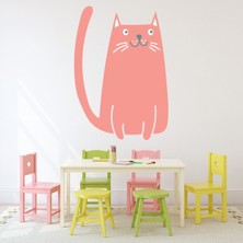 Jeronkarji Pembe Kedi Sevimli Yavru Kedi Dekoratif Duvar Sticker Çıkartma Yatak Çocuk Odası
