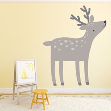 Jeronkarji Gri Geyik Ormanlık Kreş Dekoratif Duvar Sticker Çıkartma Yatak Çocuk Odası