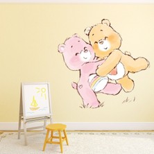Jeronkarji Sevimli Ayıcıklar Bebek Paylaşımı Ayı ve Şefkatli Ayı Sarılma Dekoratif Duvar Sticker Çıkartması