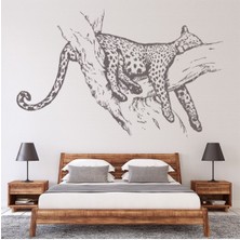Jeronkarji Uyuyan Leopar Safari Hayvanları Dekoratif Duvar Sticker Çıkartma Yatak Çocuk Odası