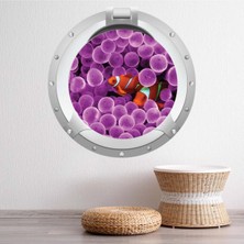 Jeronkarji Palyaço Balığı Porthole 3D Dekoratif Duvar Sticker Çıkartma Ofis Oturma Odası